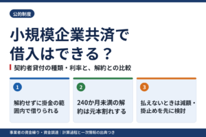 小規模企業共済で借入はできる？契約者貸付の種類・利率と解約との比較